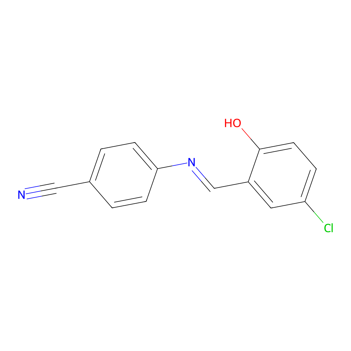 4-{[(1E)-(5-chloro-2-hydroxyphenyl)methylene]amino}benzonitrile molecular structure, CAS 1224019-09-3