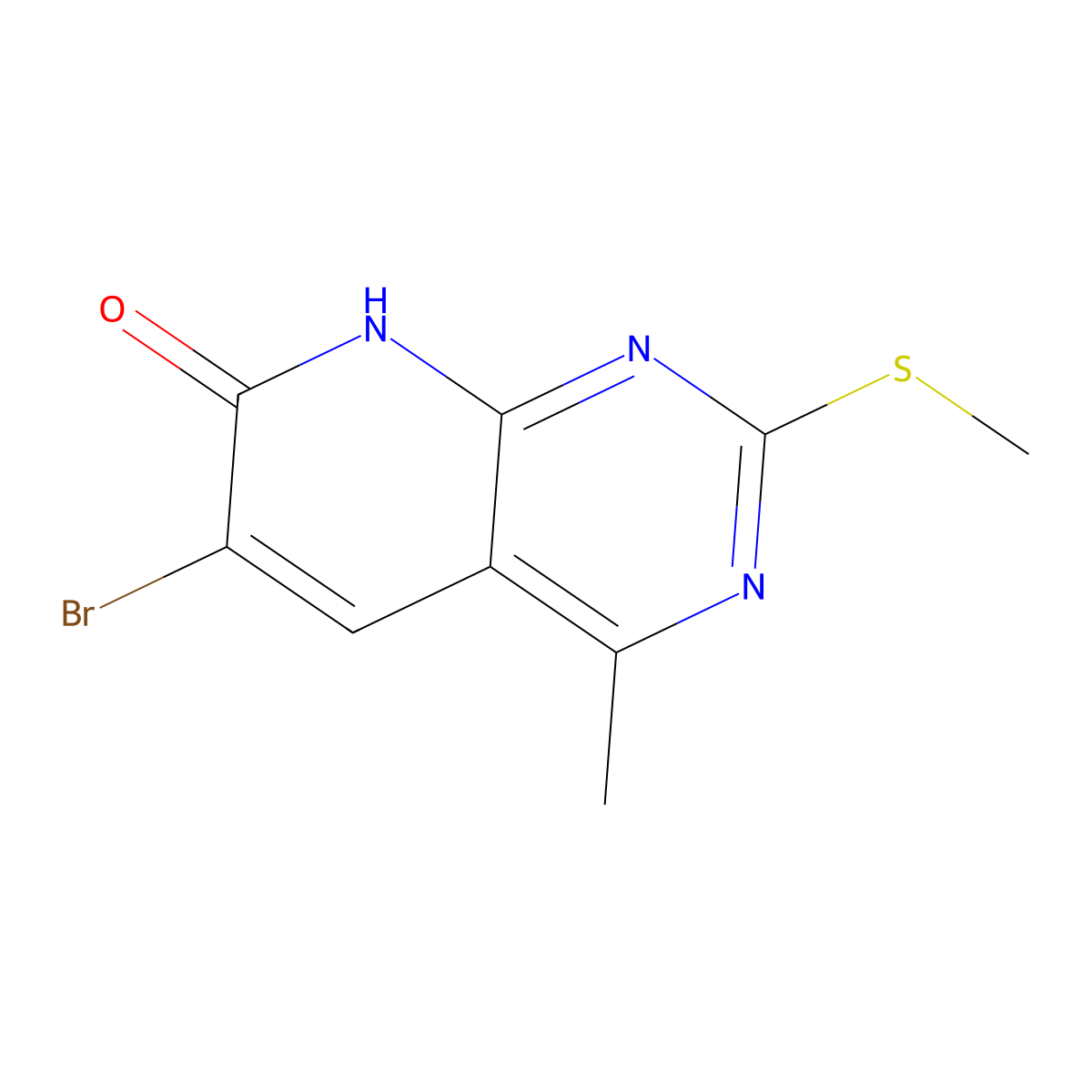 6-bromo-4-methyl-2-(methylthio)pyrido[2,3-d]pyrimidin-7(8H)-one molecular structure, CAS 1224055-17-7
