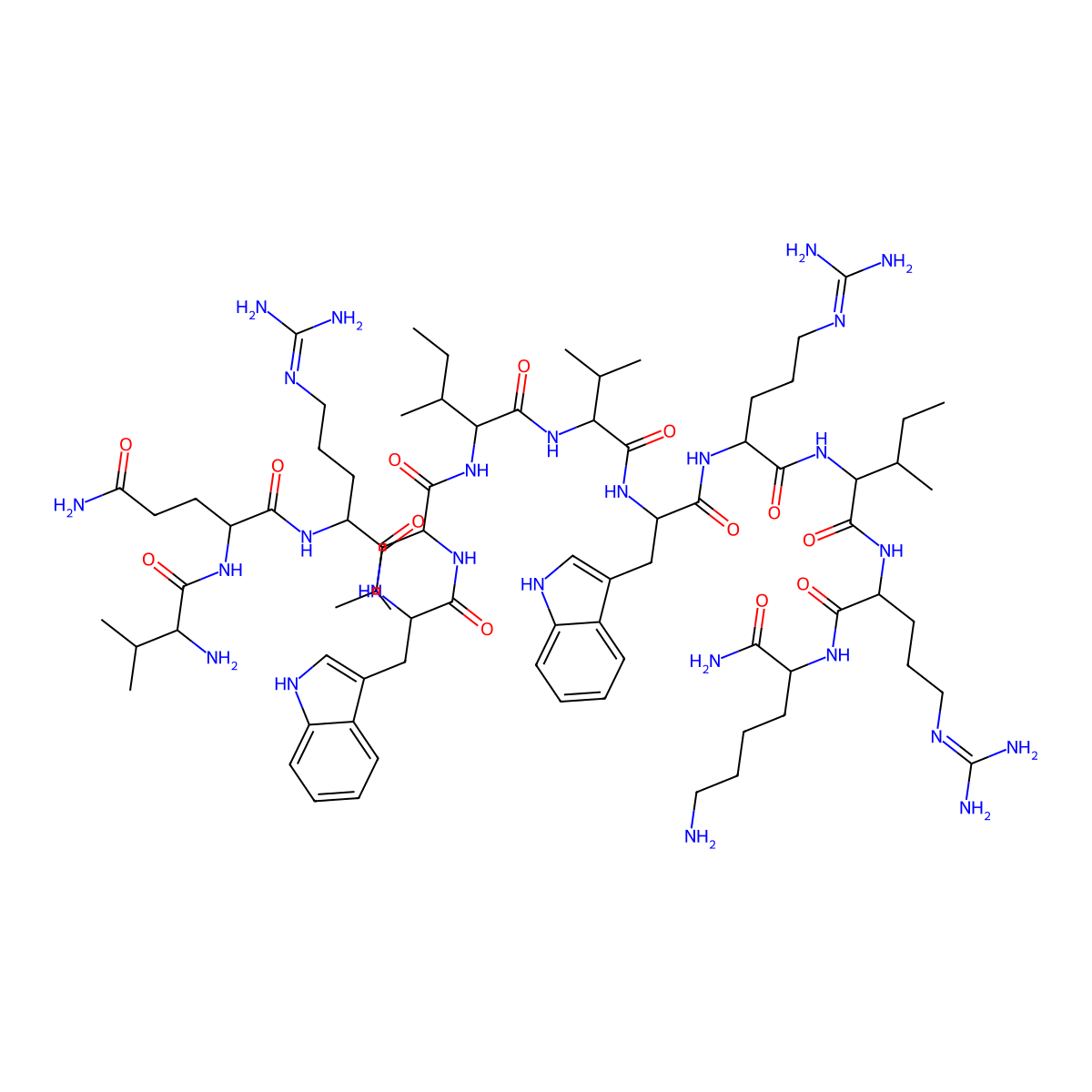 H-Val-Gln-Arg-Trp-Leu-Ile-Val-Trp-Arg-Ile-Arg-Lys-NH2 molecular structure, CAS 1224095-25-3