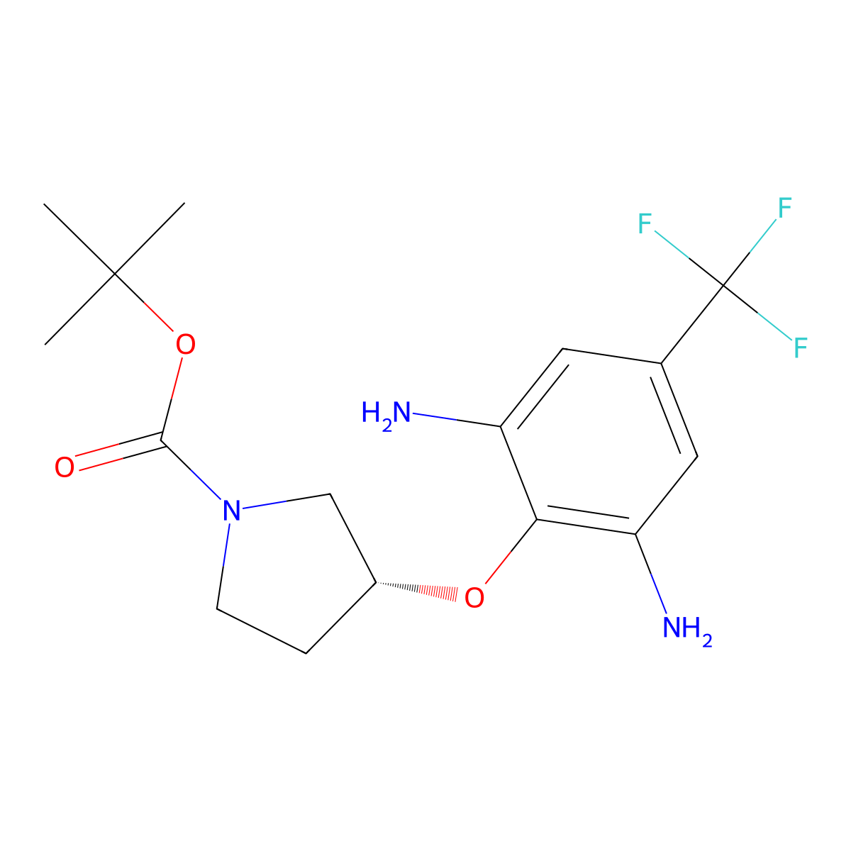 (R)-tert-Butyl 3-(2,6-diamino-4-(trifluoromethyl)-phenoxy)pyrrolidine-1-carboxylate molecular structure, CAS 1224096-01-8