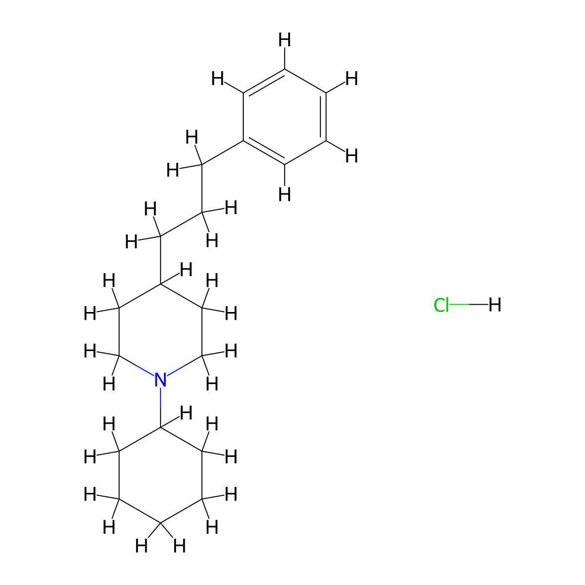 1-Cyclohexyl-4-(3-phenylpropyl)piperidine hydrochloride molecular structure, CAS 1224097-15-7