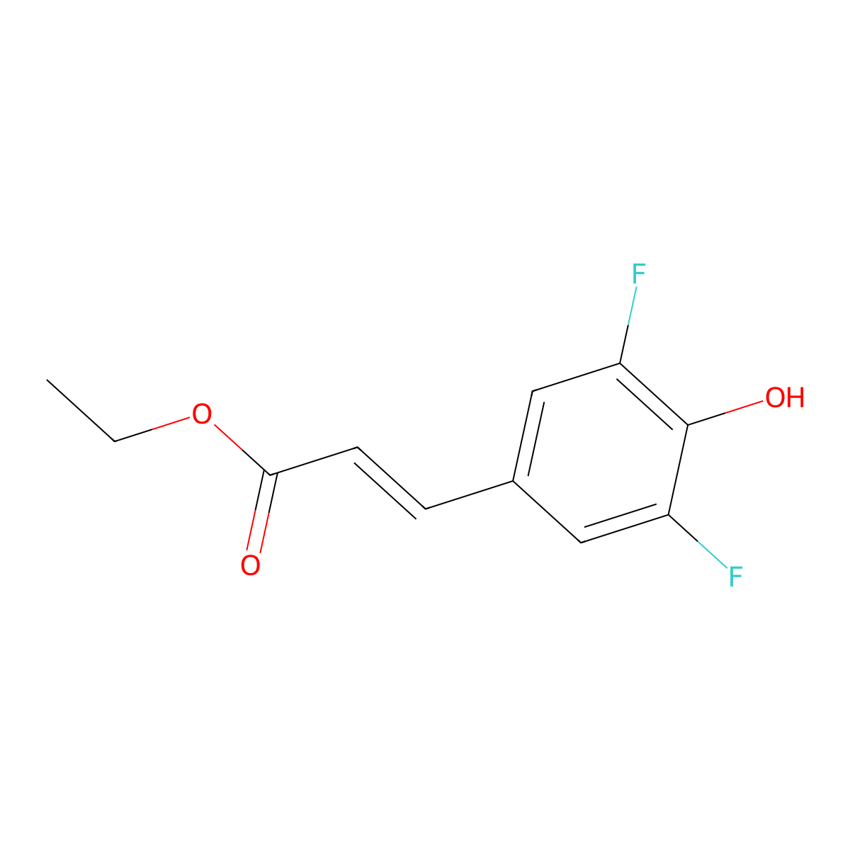 ethyl (2E)-3-(3,5-difluoro-4-hydroxyphenyl)prop-2-enoate molecular structure, CAS 1224103-63-2