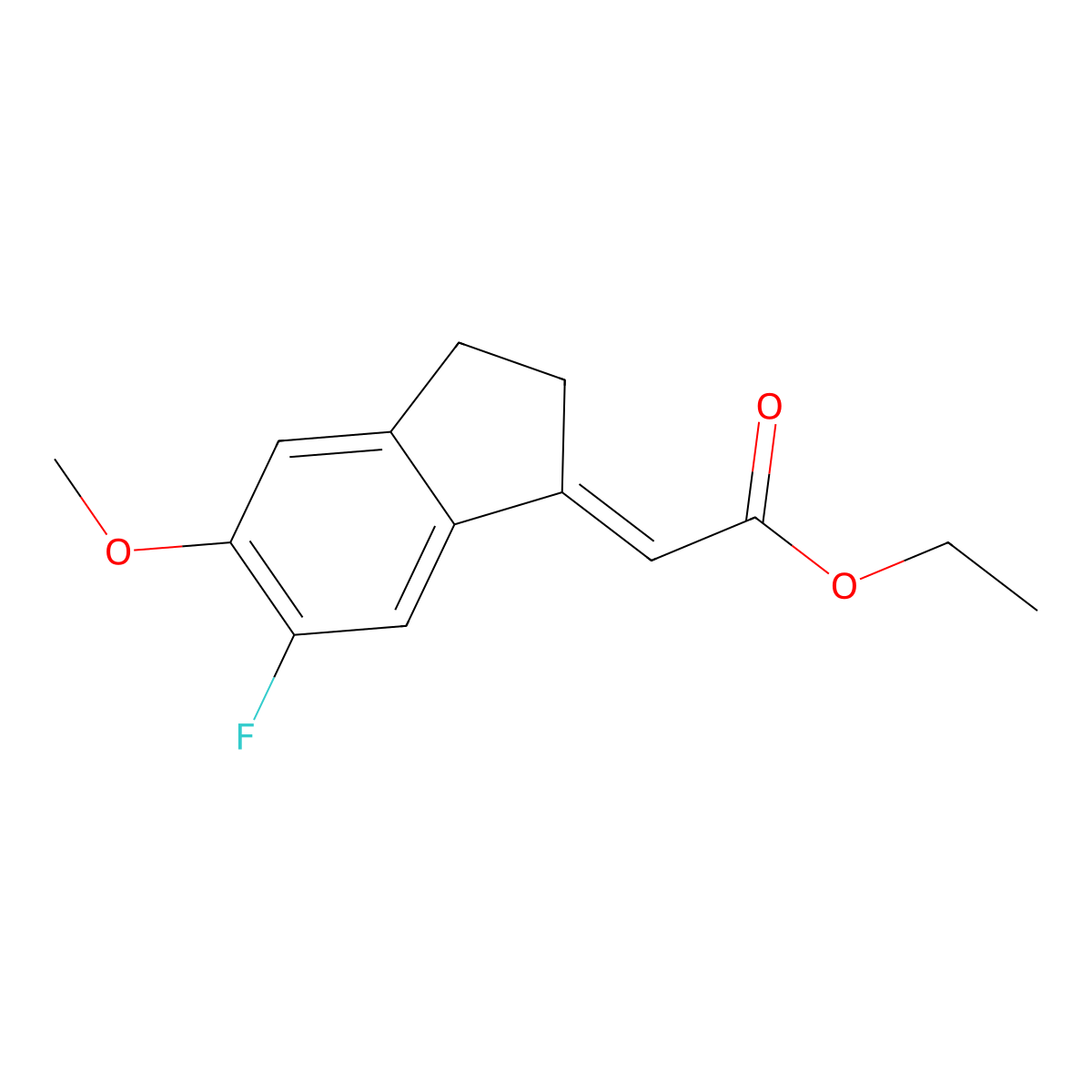Ethyl 2-(6-fluoro-5-methoxy-2,3-dihydro-1H-inden-1-ylidene)acetate molecular structure, CAS 1224104-15-7