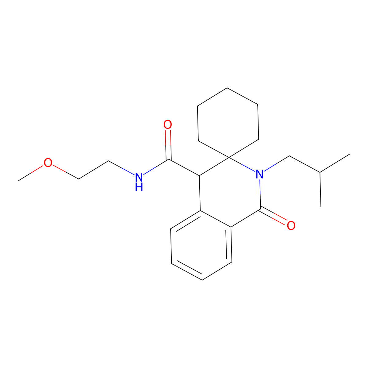 2'-isobutyl-N-(2-methoxyethyl)-1'-oxo-2',4'-dihydro-1'H-spiro[cyclohexane-1,3'-isoquinoline]-4'-carboxamide molecular structure, CAS 1224119-47-4