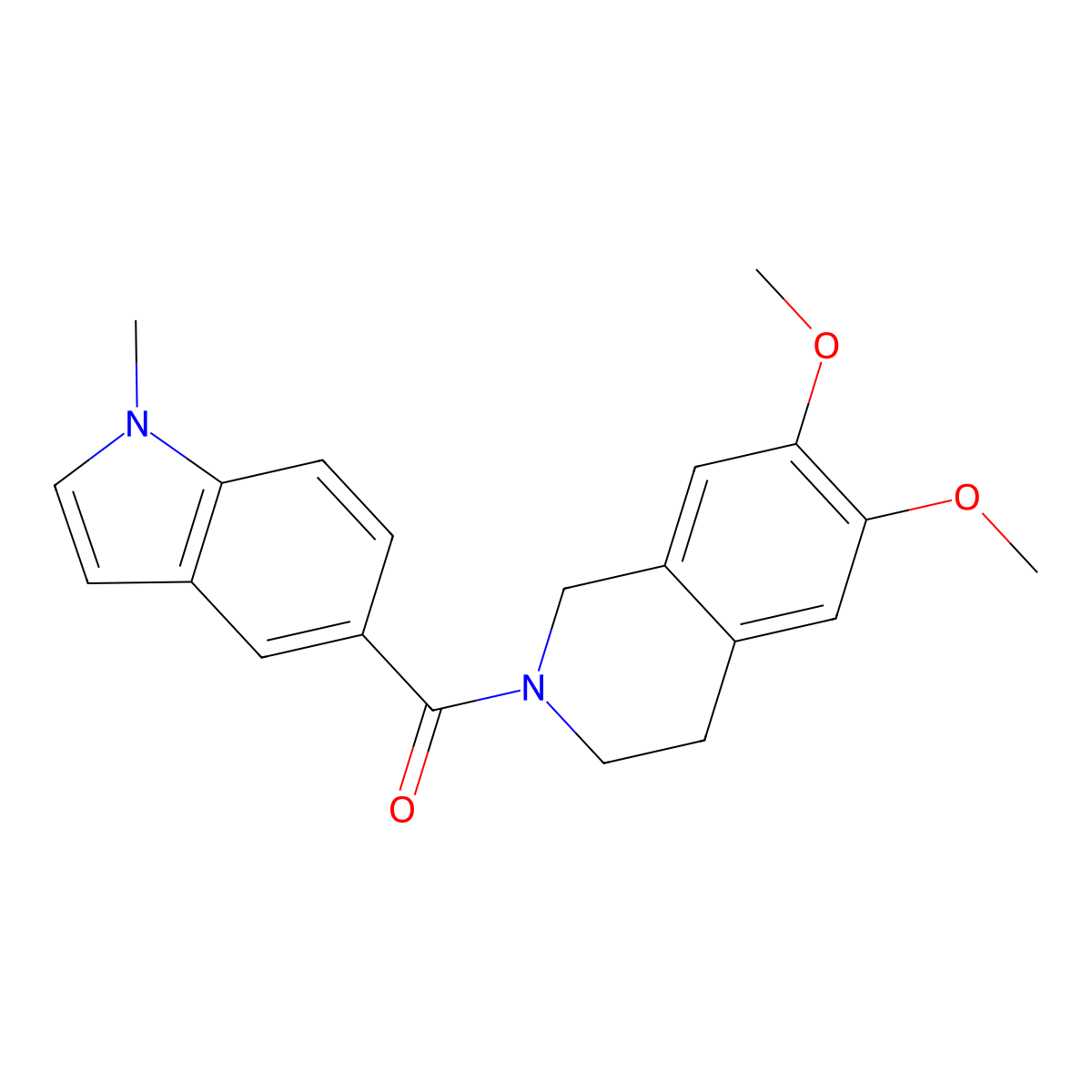 (6,7-dimethoxy-3,4-dihydroisoquinolin-2(1H)-yl)(1-methyl-1H-indol-5-yl)methanone molecular structure, CAS 1224128-68-0