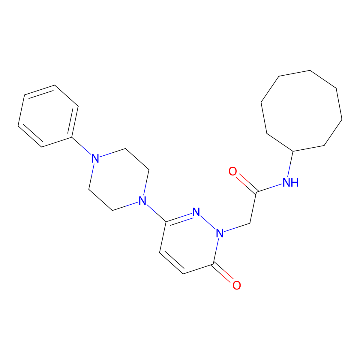 N-cyclooctyl-2-[6-oxo-3-(4-phenylpiperazin-1-yl)pyridazin-1(6H)-yl]acetamide molecular structure, CAS 1224128-79-3