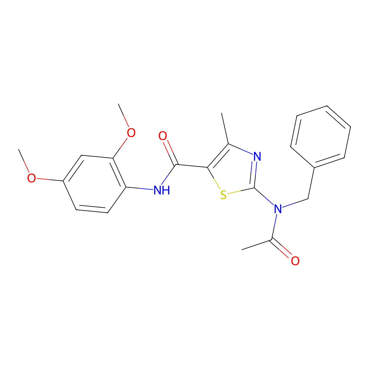 2-[acetyl(benzyl)amino]-N-(2,4-dimethoxyphenyl)-4-methyl-1,3-thiazole-5-carboxamide molecular structure, CAS 1224129-91-2