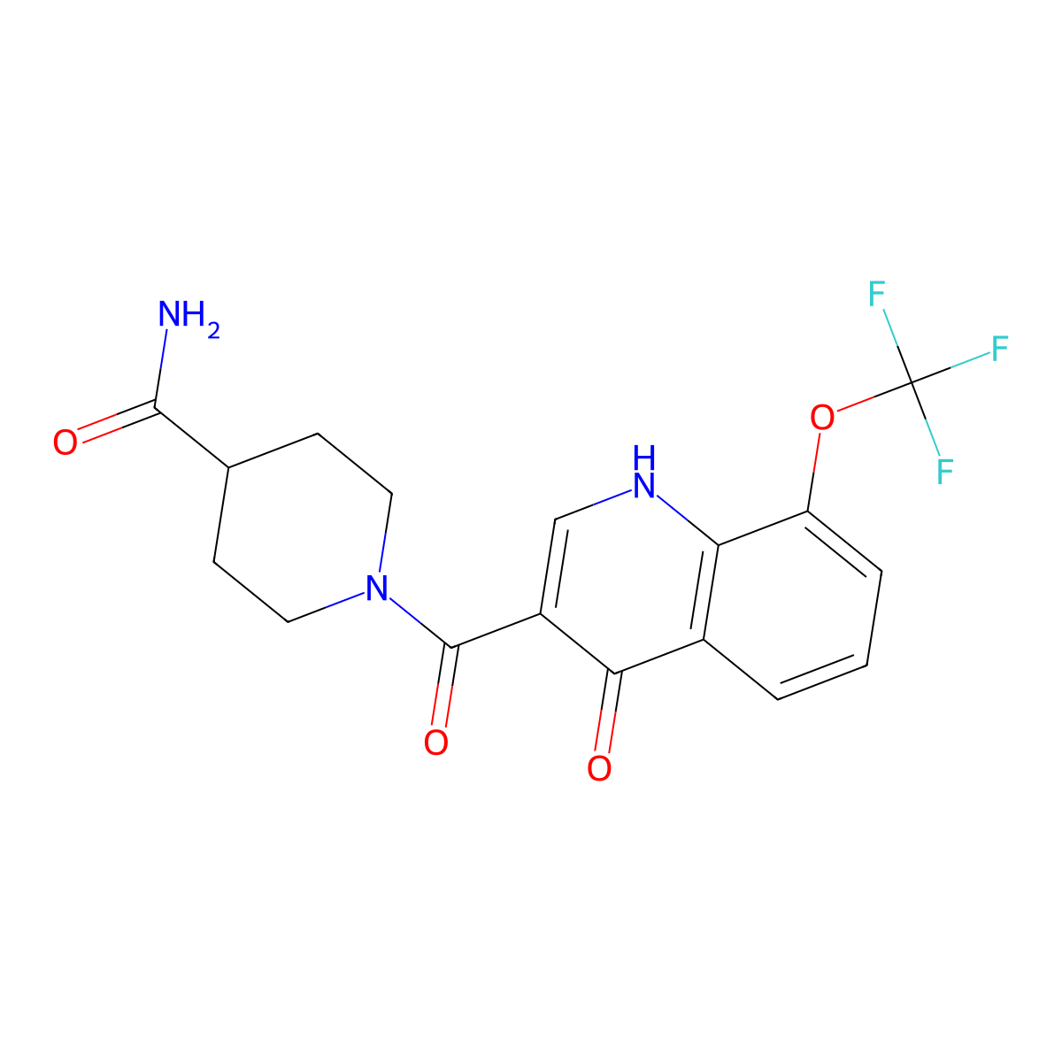 1-{[4-Hydroxy-8-(trifluoromethoxy)quinolin-3-yl]carbonyl}piperidine-4-carboxamide molecular structure, CAS 1224130-12-4