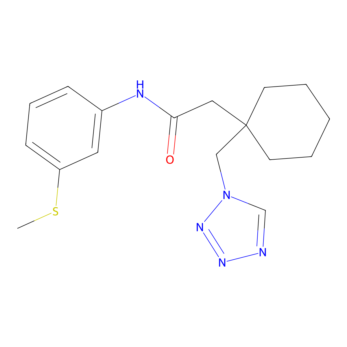 N-[3-(methylsulfanyl)phenyl]-2-[1-(1H-tetrazol-1-ylmethyl)cyclohexyl]acetamide molecular structure, CAS 1224130-15-7
