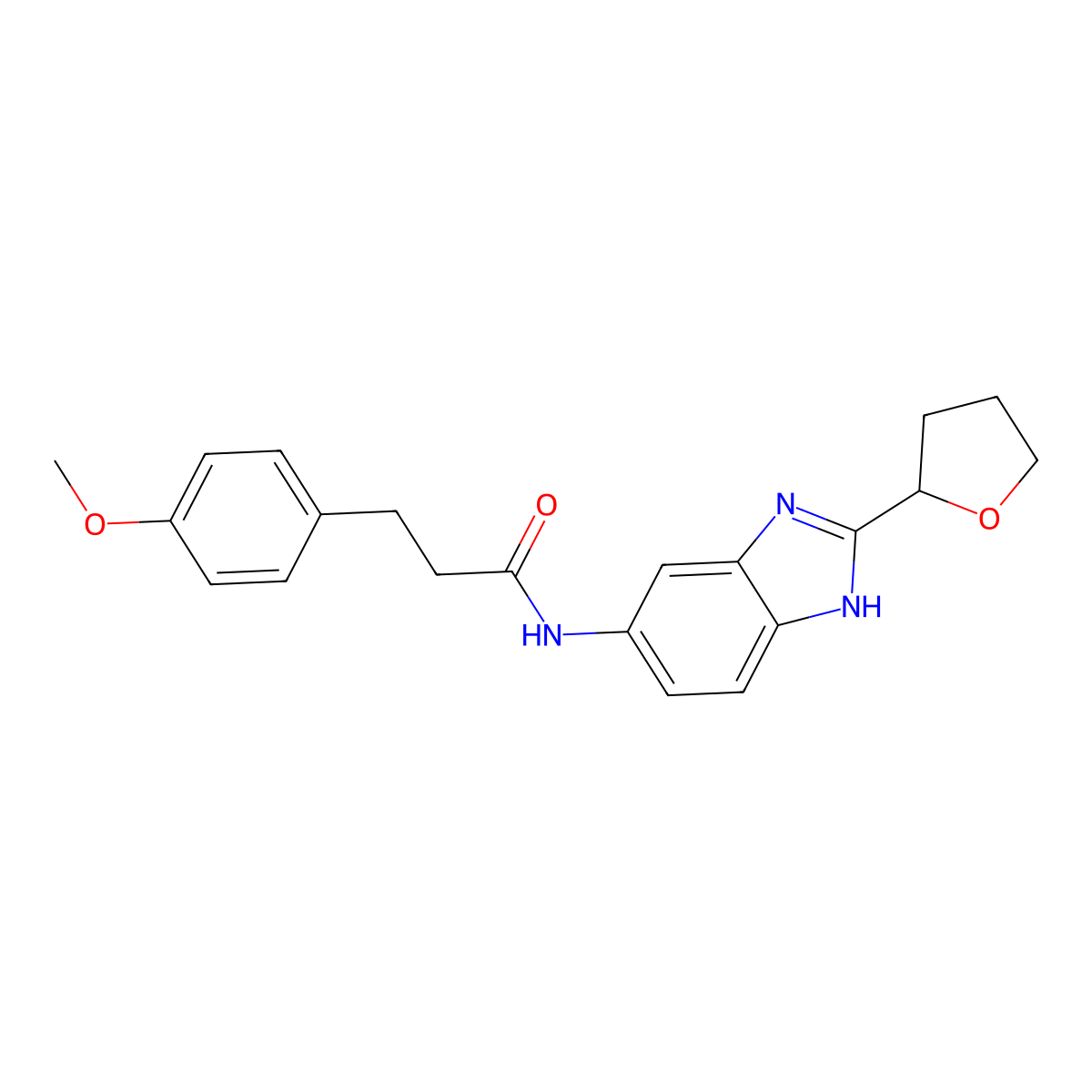 Benzenepropanamide, 4-methoxy-N-[2-(tetrahydro-2-furanyl)-1H-benzimidazol-6-yl]- molecular structure, CAS 1224155-11-6