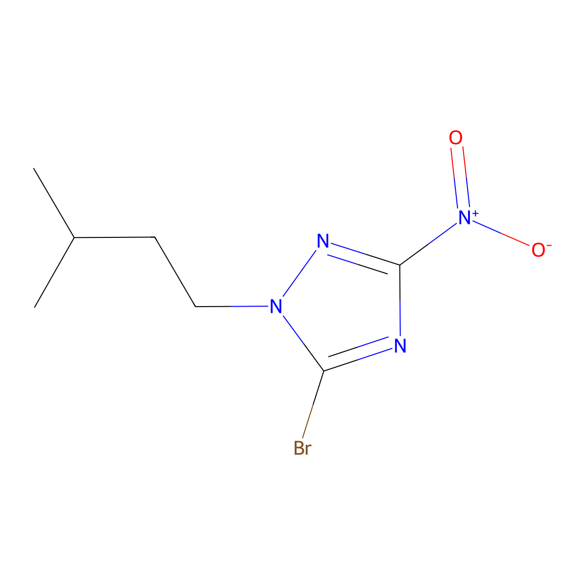 5-bromo-1-isopentyl-3-nitro-1H-1,2,4-triazole molecular structure, CAS 1224155-17-2