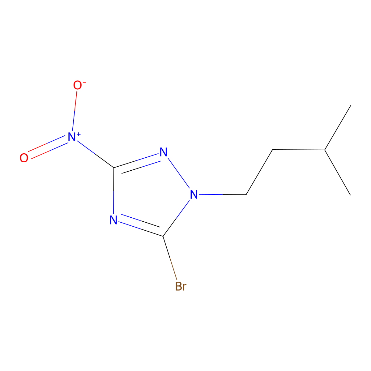 5-bromo-1-isopentyl-3-nitro-1H-1,2,4-triazole molecular structure, CAS 1224155-17-2