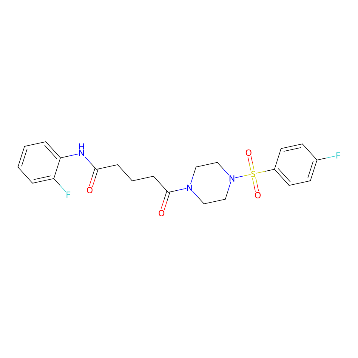 N-(2-fluorophenyl)-5-(4-((4-fluorophenyl)sulfonyl)piperazin-1-yl)-5-oxopentanamide molecular structure, CAS 1224155-28-5