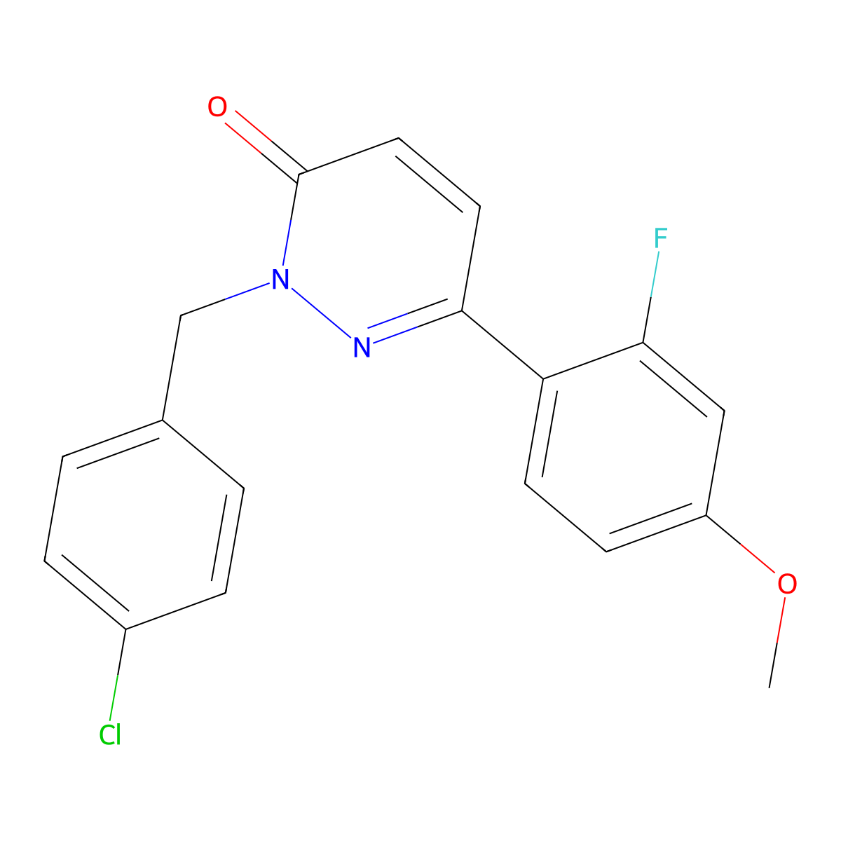2-(4-chlorobenzyl)-6-(2-fluoro-4-methoxyphenyl)pyridazin-3(2H)-one molecular structure, CAS 1224155-56-9