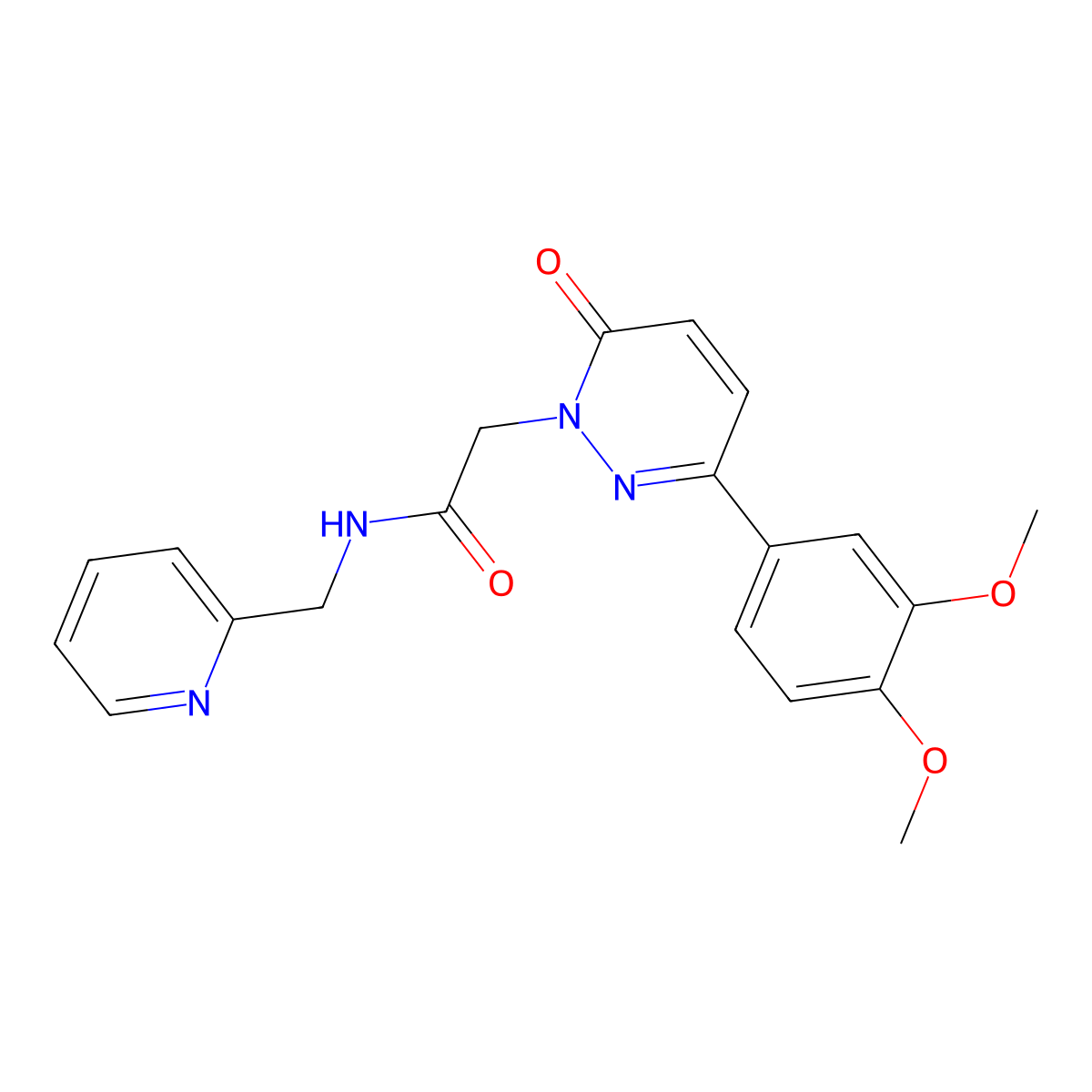2-(3-(3,4-dimethoxyphenyl)-6-oxopyridazin-1(6H)-yl)-N-(pyridin-2-ylmethyl)acetamide molecular structure, CAS 1224155-63-8
