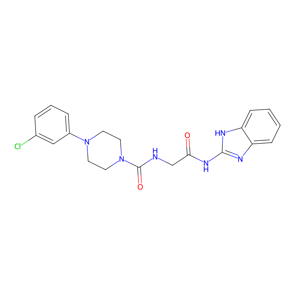 N-[2-(1H-benzimidazol-2-ylamino)-2-oxoethyl]-4-(3-chlorophenyl)piperazine-1-carboxamide molecular structure, CAS 1224155-88-7