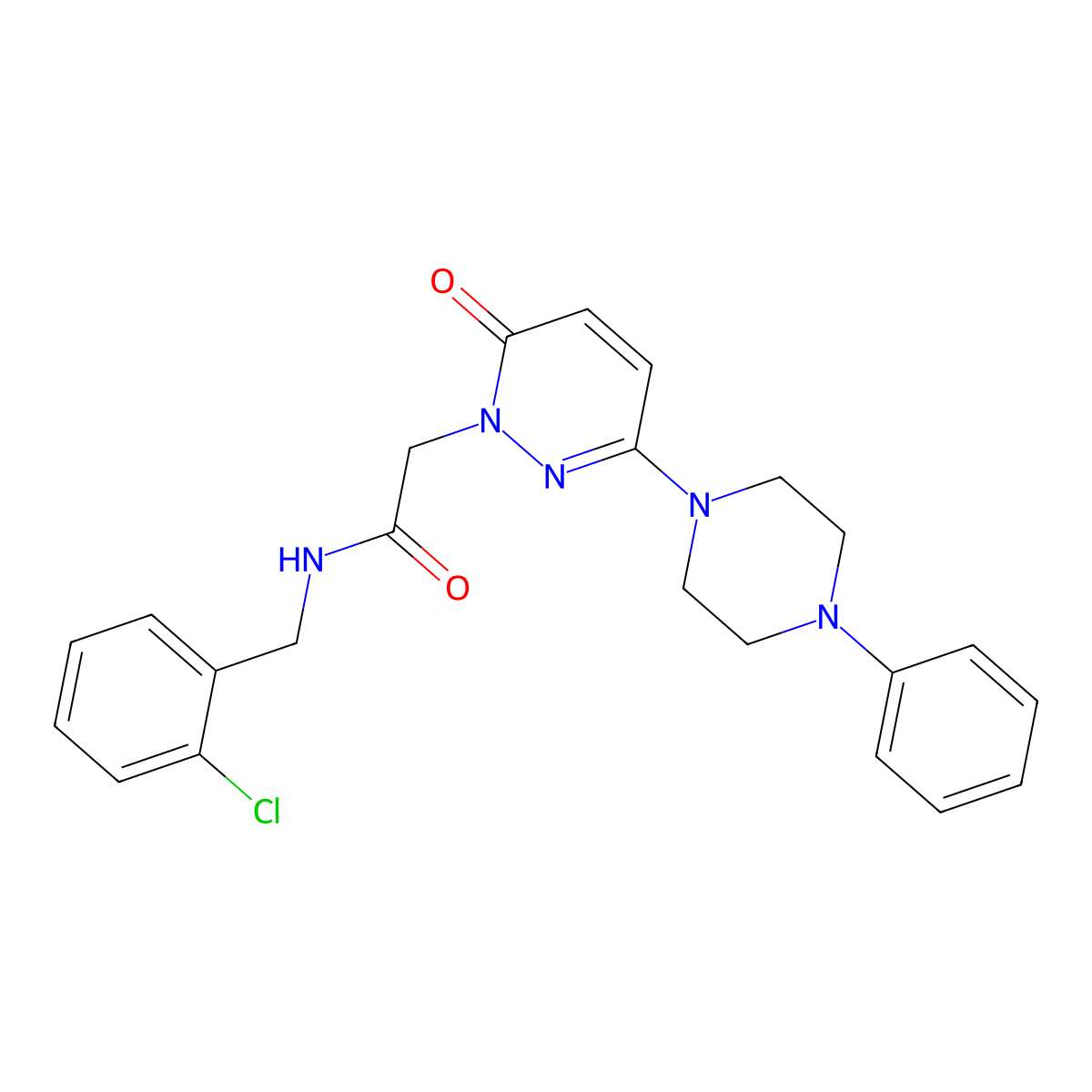 N-(2-chlorobenzyl)-2-(6-oxo-3-(4-phenylpiperazin-1-yl)pyridazin-1(6H)-yl)acetamide molecular structure, CAS 1224156-40-4