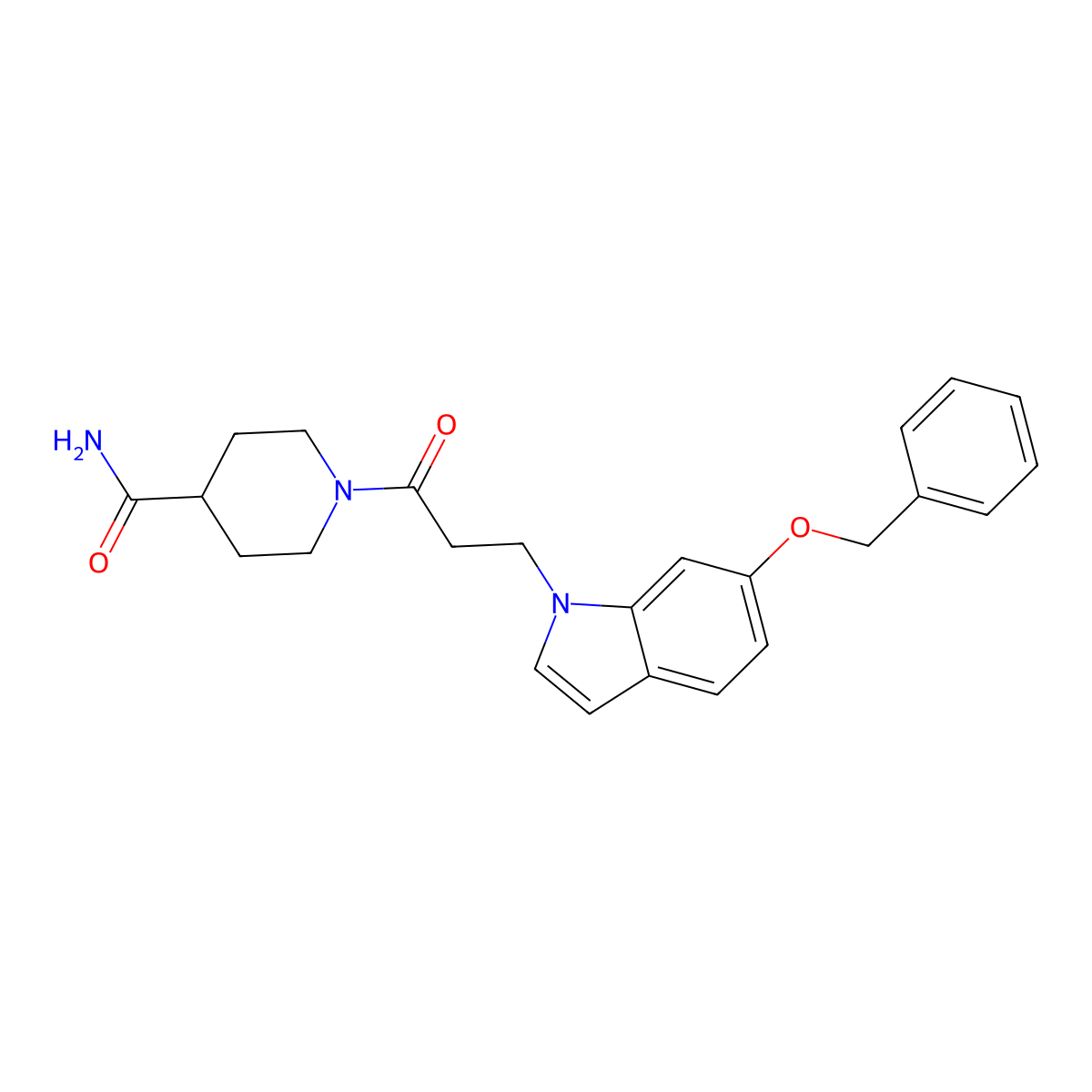 1-(3-(6-(benzyloxy)-1H-indol-1-yl)propanoyl)piperidine-4-carboxamide molecular structure, CAS 1224156-59-5