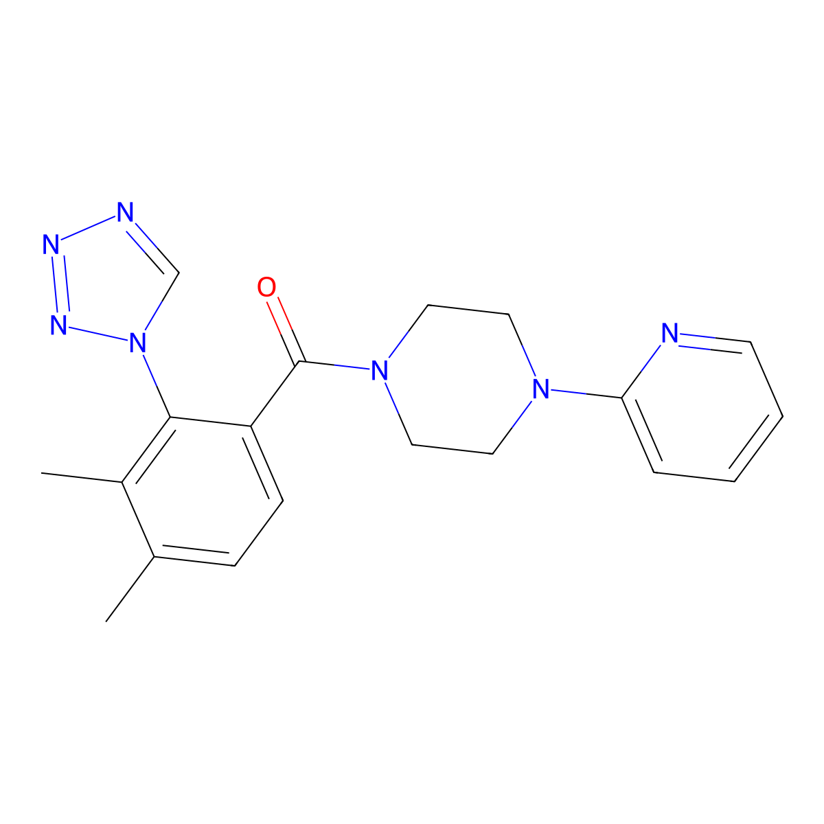 [3,4-dimethyl-2-(1H-tetrazol-1-yl)phenyl][4-(pyridin-2-yl)piperazin-1-yl]methanone molecular structure, CAS 1224156-63-1