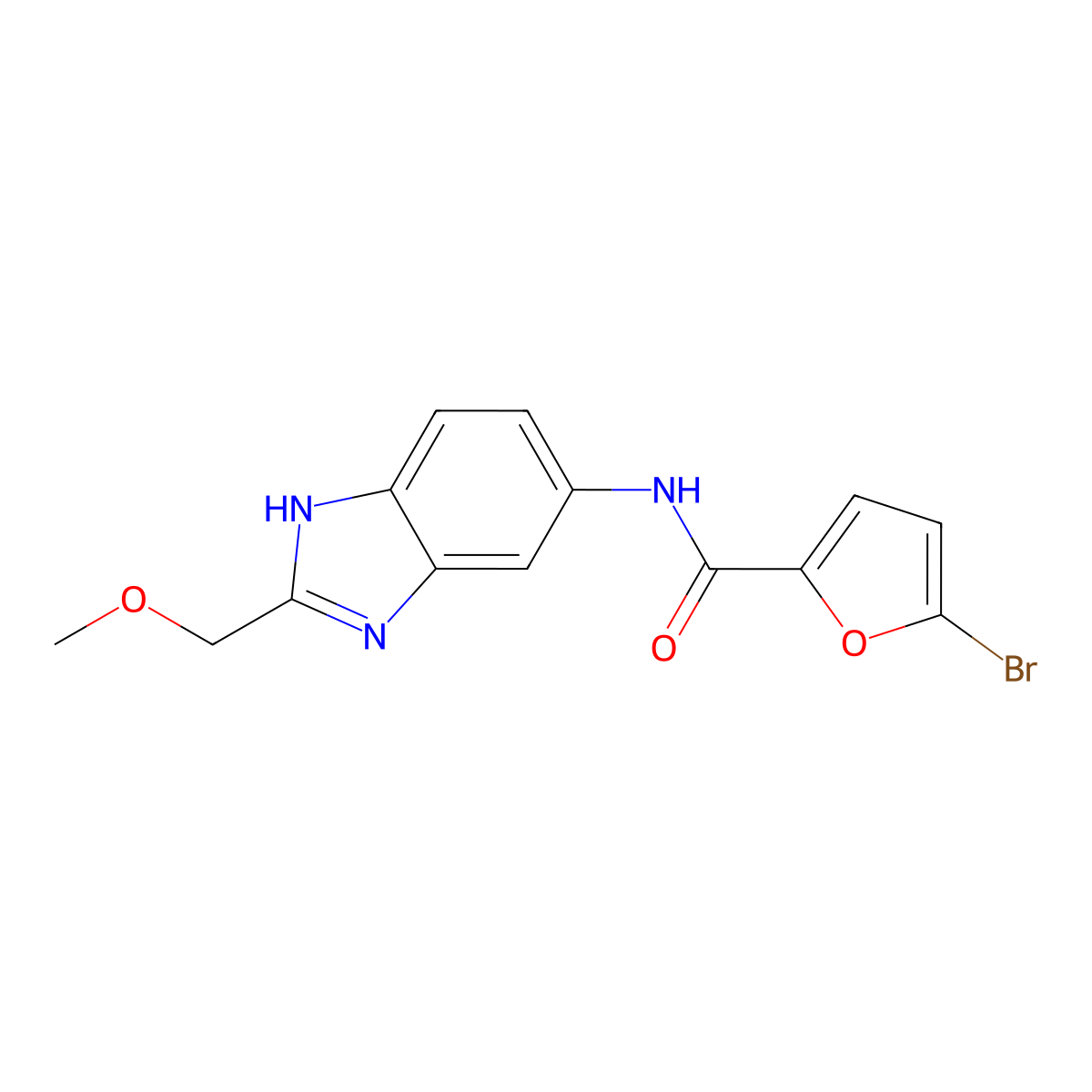 5-bromo-N-[2-(methoxymethyl)-1H-benzimidazol-5-yl]furan-2-carboxamide molecular structure, CAS 1224156-88-0