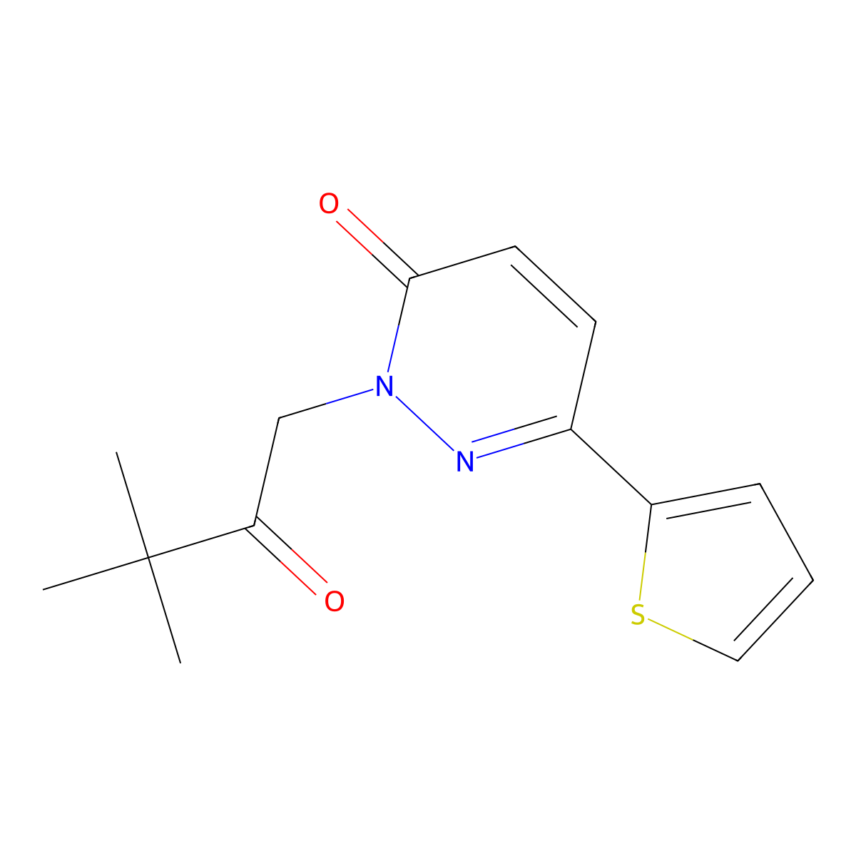 2-(3,3-dimethyl-2-oxobutyl)-6-(thiophen-2-yl)pyridazin-3(2H)-one molecular structure, CAS 1224159-36-7