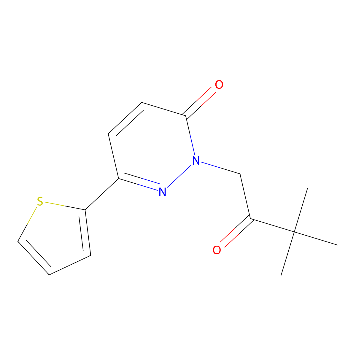 2-(3,3-dimethyl-2-oxobutyl)-6-(thiophen-2-yl)pyridazin-3(2H)-one molecular structure, CAS 1224159-36-7