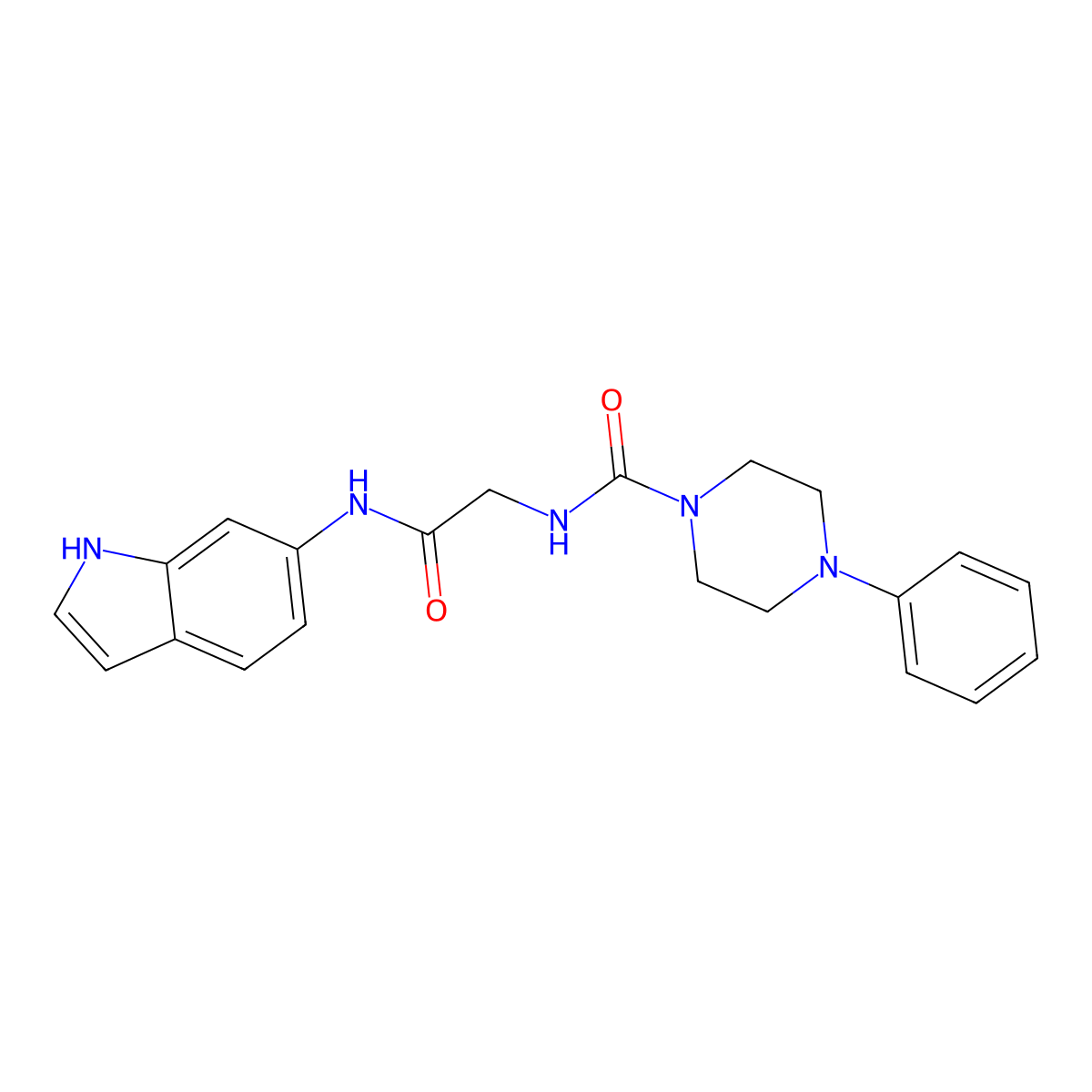 N-[2-(1H-indol-6-ylamino)-2-oxoethyl]-4-phenylpiperazine-1-carboxamide molecular structure, CAS 1224160-24-0