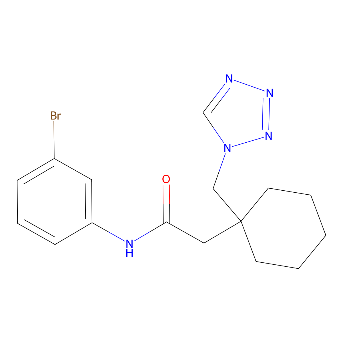 N-(3-bromophenyl)-2-[1-(1H-tetrazol-1-ylmethyl)cyclohexyl]acetamide molecular structure, CAS 1224160-32-0