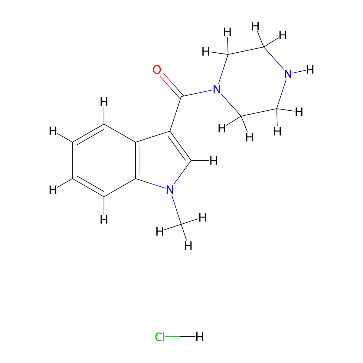 (1-Methylindol-3-yl)-piperazin-1-ylmethanone;hydrochloride molecular structure, CAS 1224160-34-2