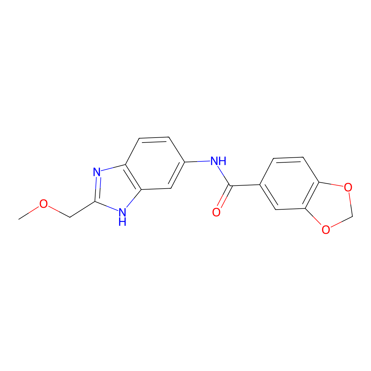 N-[2-(methoxymethyl)-1H-benzimidazol-5-yl]-1,3-benzodioxole-5-carboxamide molecular structure, CAS 1224160-63-7