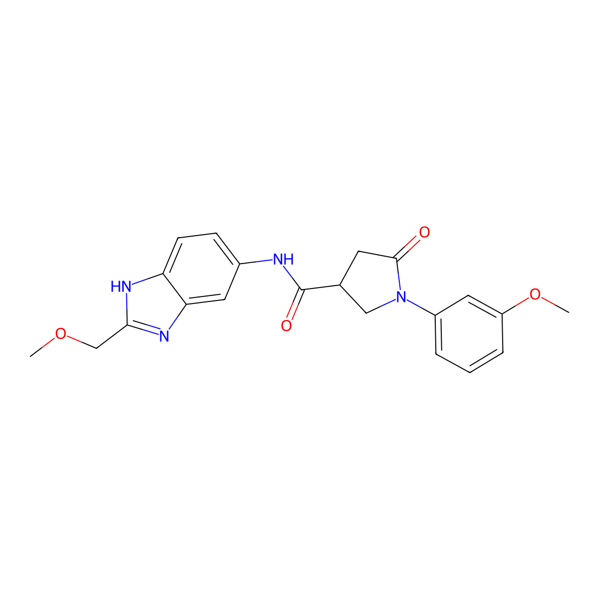 N-[2-(methoxymethyl)-1H-benzimidazol-5-yl]-1-(3-methoxyphenyl)-5-oxopyrrolidine-3-carboxamide molecular structure, CAS 1224160-92-2