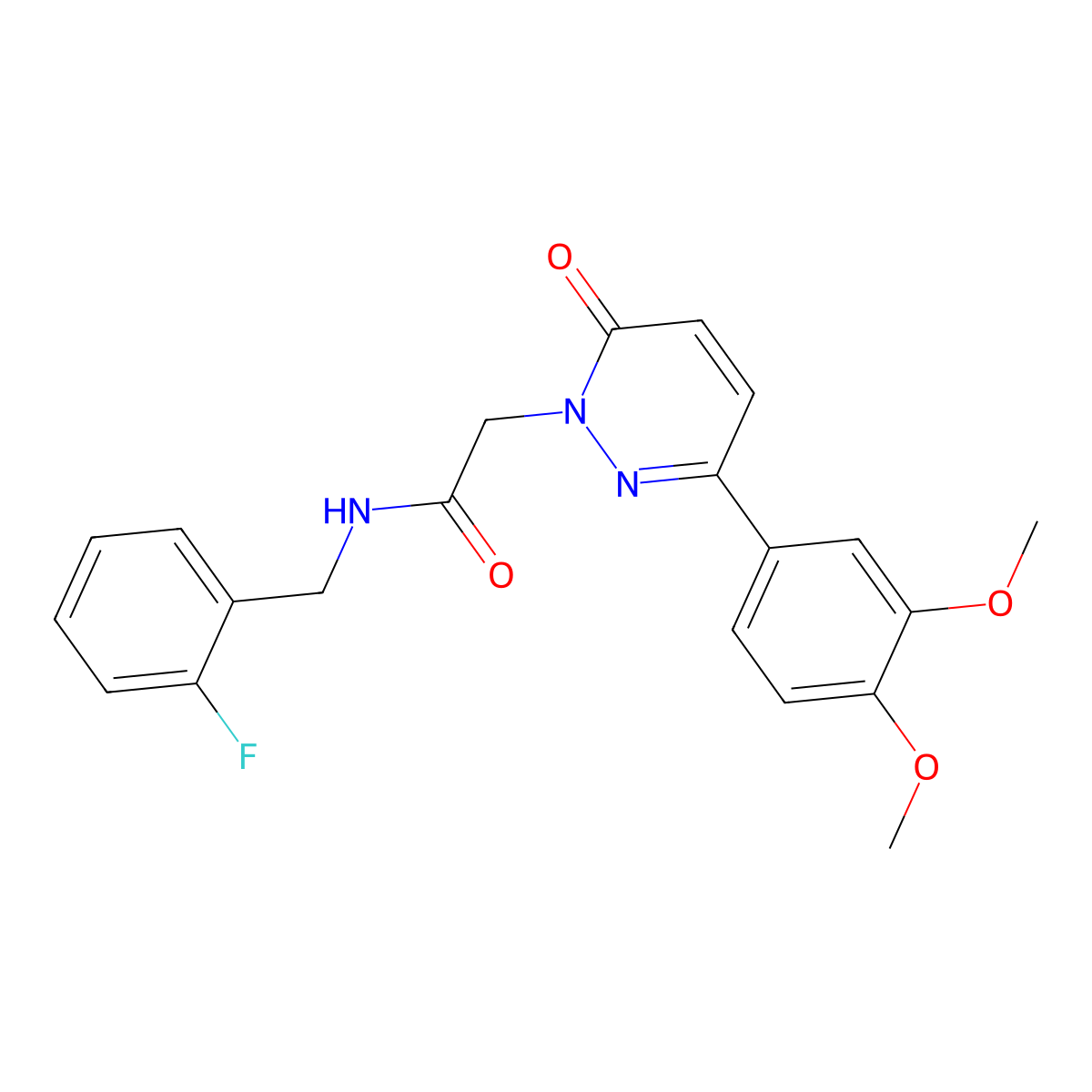 2-(3-(3,4-dimethoxyphenyl)-6-oxopyridazin-1(6H)-yl)-N-(2-fluorobenzyl)acetamide molecular structure, CAS 1224162-47-3