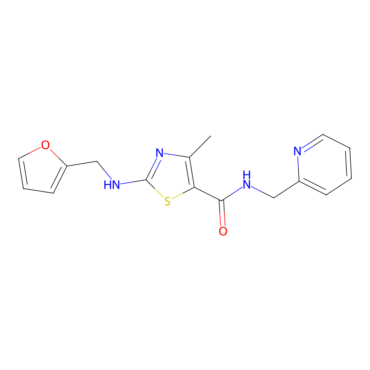 2-[(furan-2-ylmethyl)amino]-4-methyl-N-(pyridin-2-ylmethyl)-1,3-thiazole-5-carboxamide molecular structure, CAS 1224162-55-3