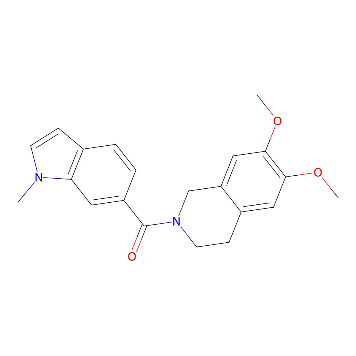 (6,7-dimethoxy-3,4-dihydroisoquinolin-2(1H)-yl)(1-methyl-1H-indol-6-yl)methanone molecular structure, CAS 1224162-68-8