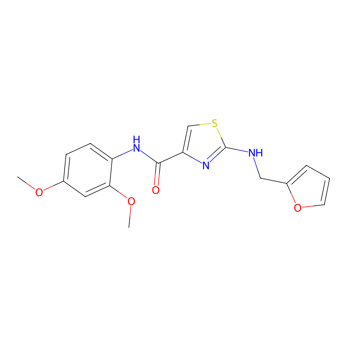 N-(2,4-dimethoxyphenyl)-2-[(2-furylmethyl)amino]-1,3-thiazole-4-carboxamide molecular structure, CAS 1224162-72-4
