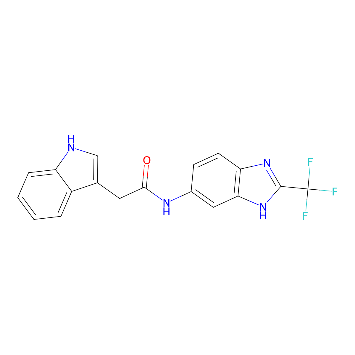 2-(1H-indol-3-yl)-N-[2-(trifluoromethyl)-1H-benzimidazol-5-yl]acetamide molecular structure, CAS 1224162-80-4