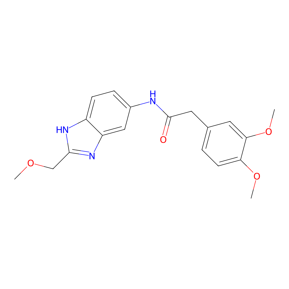 2-(3,4-dimethoxyphenyl)-N-[2-(methoxymethyl)-1H-benzimidazol-5-yl]acetamide molecular structure, CAS 1224162-85-9