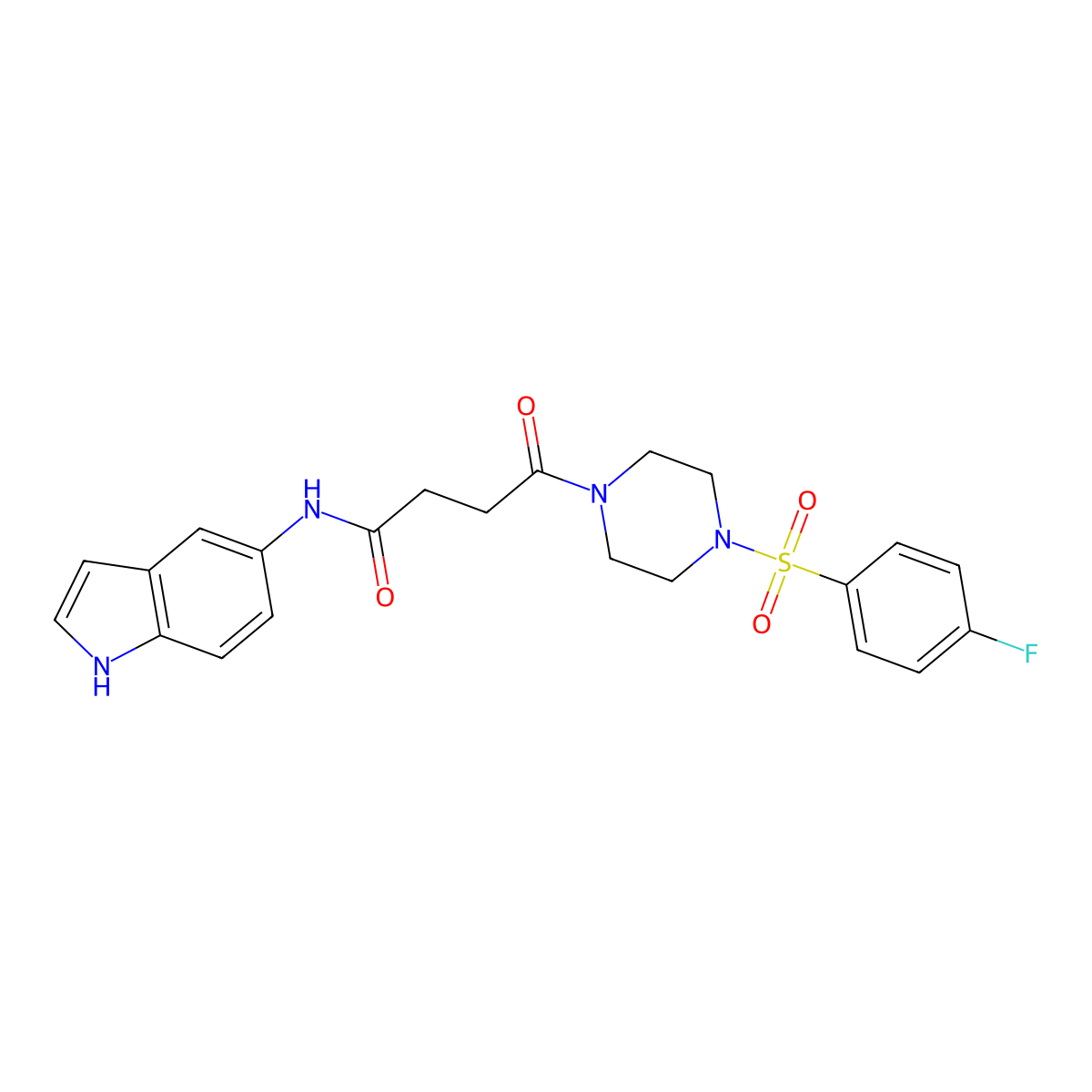 4-{4-[(4-fluorophenyl)sulfonyl]piperazin-1-yl}-N-(1H-indol-5-yl)-4-oxobutanamide molecular structure, CAS 1224163-32-9
