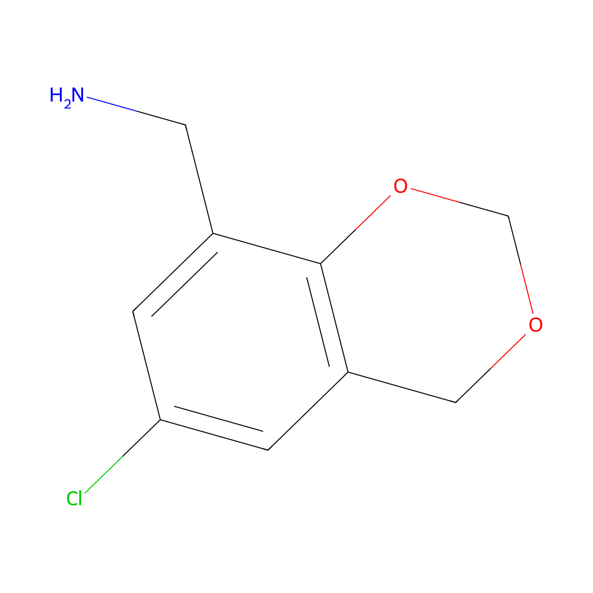 1-(6-chloro-4H-1,3-benzodioxin-8-yl)methanamine molecular structure, CAS 1224163-37-4