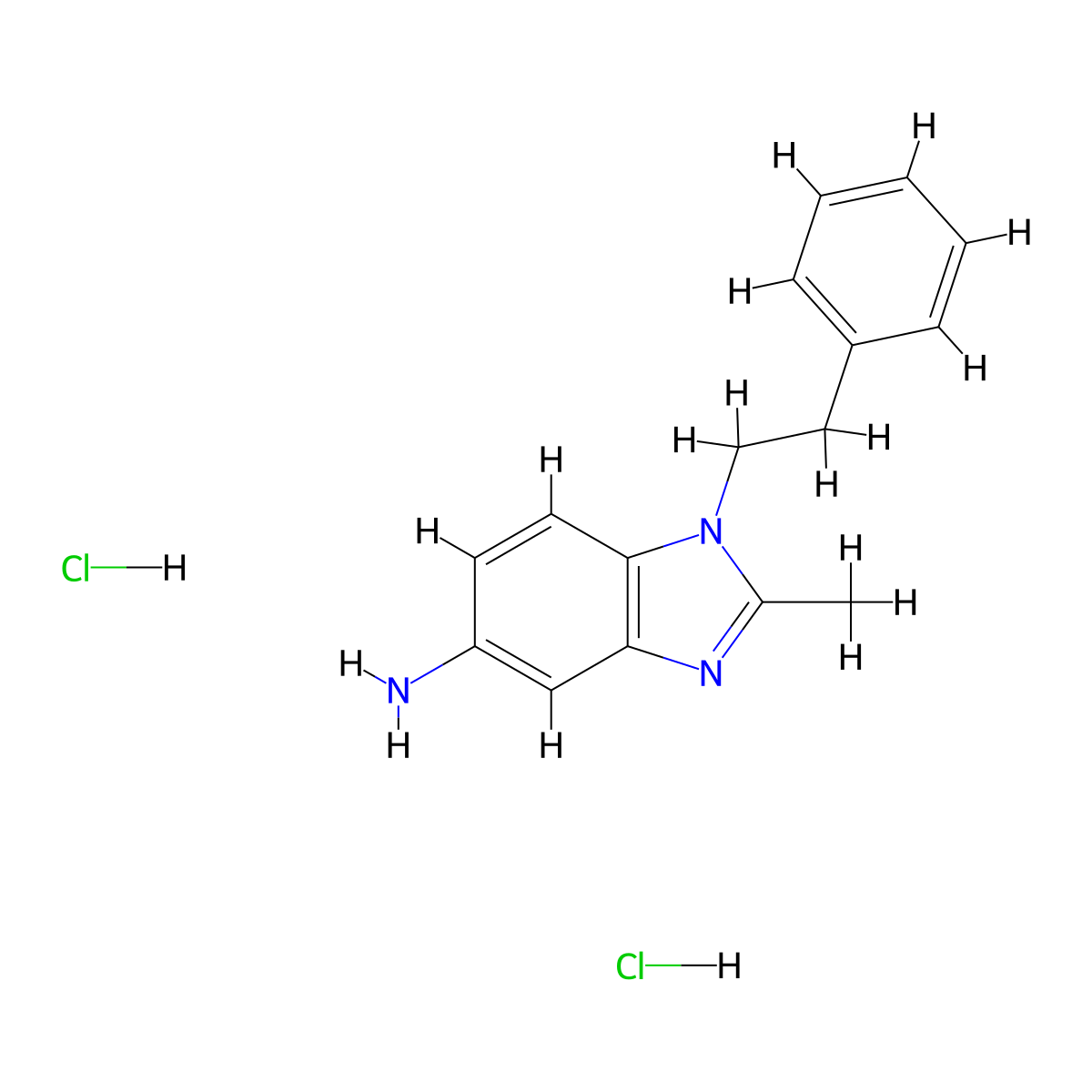 2-methyl-1-phenethyl-1H-benzo[d]imidazol-5-amine dihydrochloride molecular structure, CAS 1224163-38-5