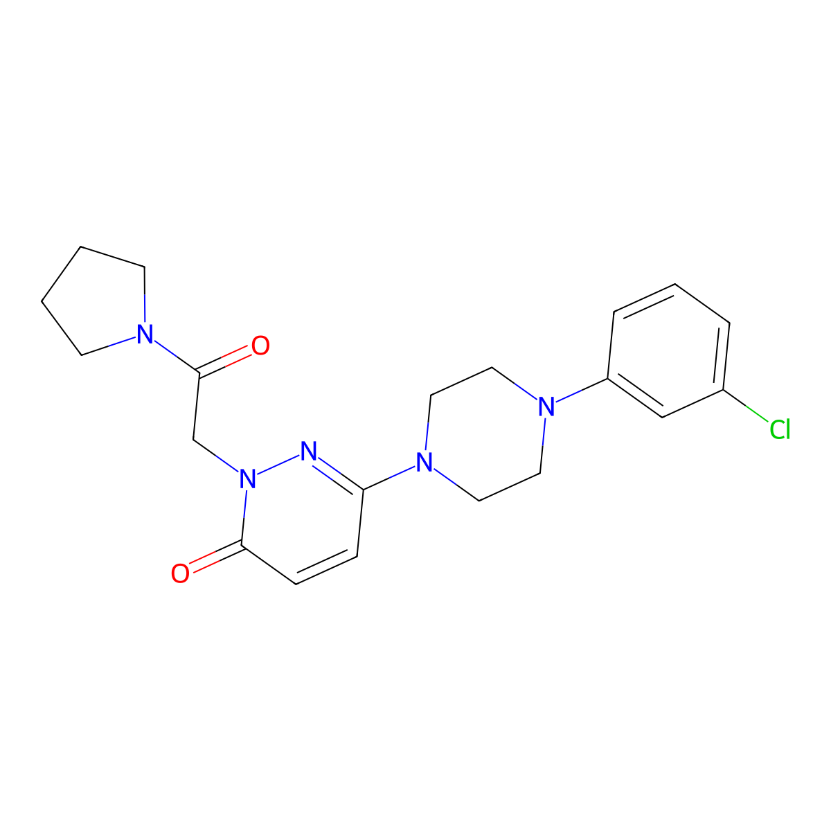 6-[4-(3-chlorophenyl)piperazin-1-yl]-2-[2-oxo-2-(pyrrolidin-1-yl)ethyl]pyridazin-3(2H)-one molecular structure, CAS 1224164-55-9