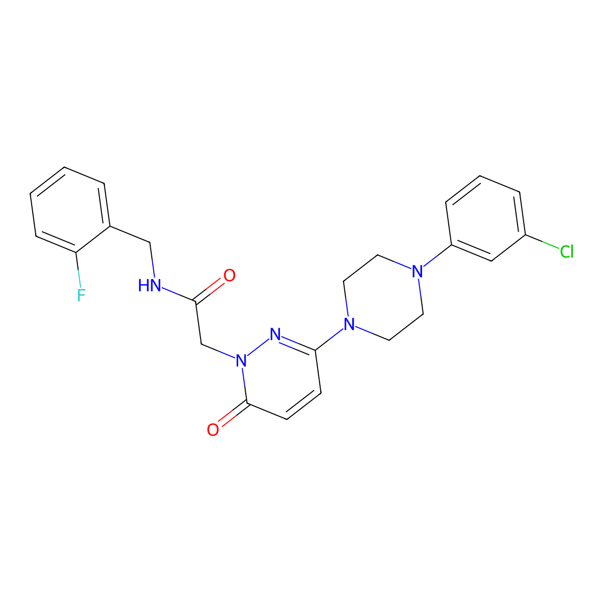 2-(3-(4-(3-chlorophenyl)piperazin-1-yl)-6-oxopyridazin-1(6H)-yl)-N-(2-fluorobenzyl)acetamide molecular structure, CAS 1224164-57-1