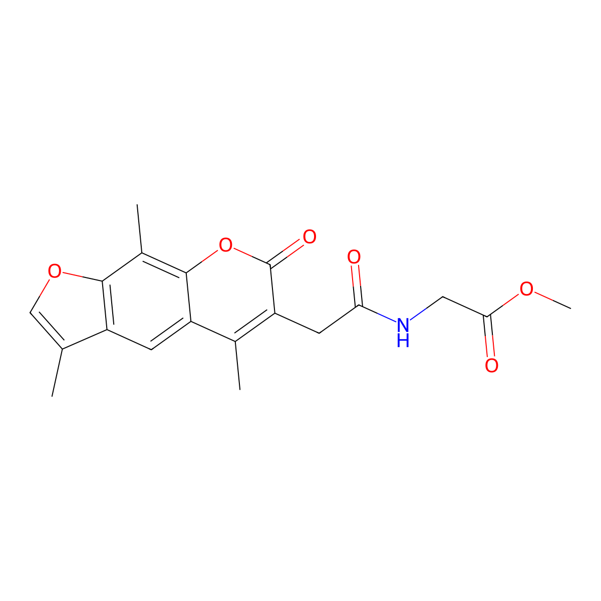 methyl N-[(3,5,9-trimethyl-7-oxo-7H-furo[3,2-g]chromen-6-yl)acetyl]glycinate molecular structure, CAS 1224164-62-8