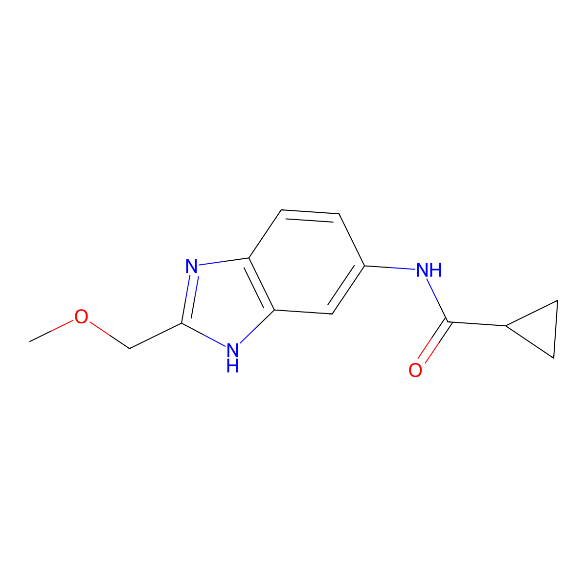 N-[2-(methoxymethyl)-1H-benzimidazol-5-yl]cyclopropanecarboxamide molecular structure, CAS 1224164-67-3