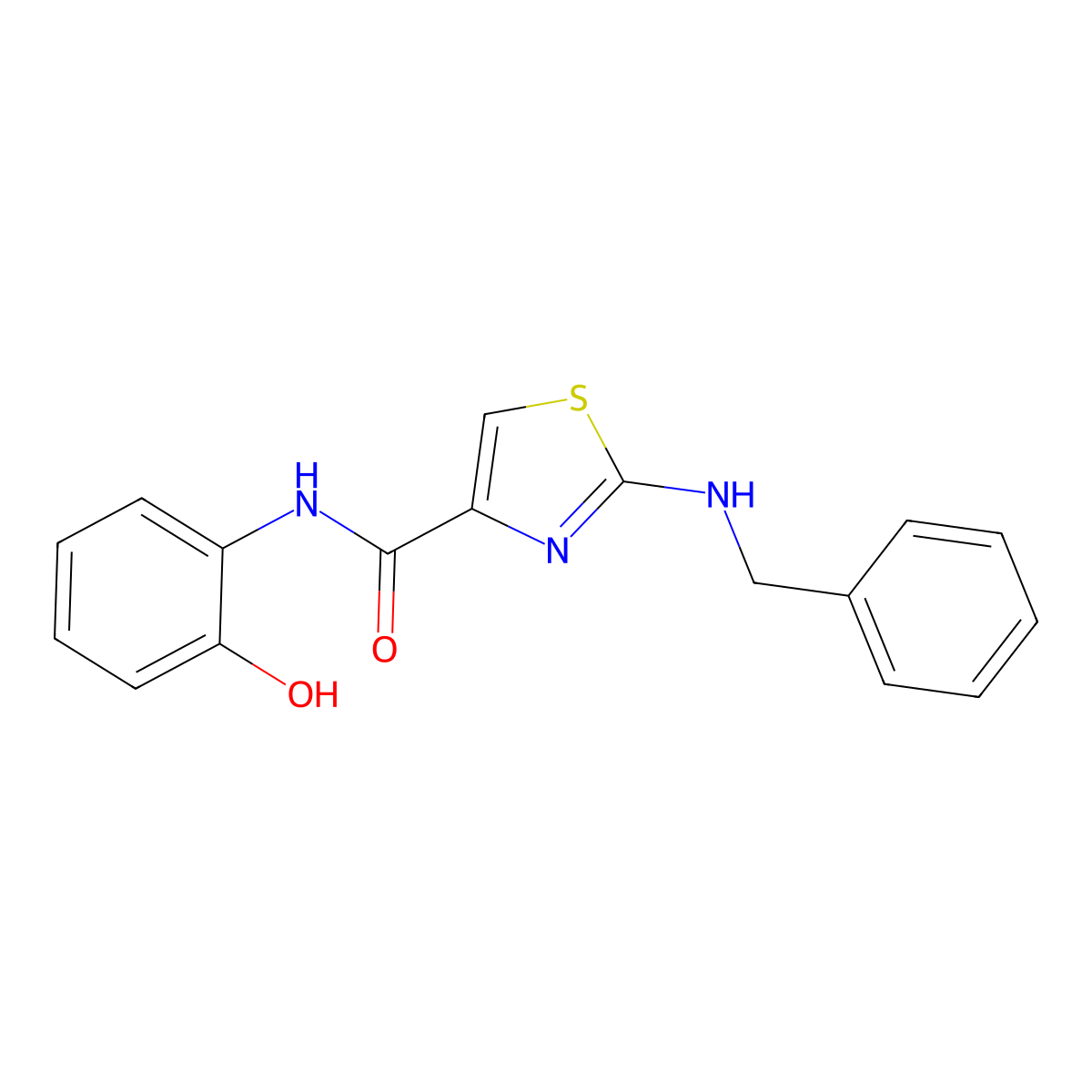 2-(benzylamino)-N-(2-hydroxyphenyl)-1,3-thiazole-4-carboxamide molecular structure, CAS 1224164-72-0