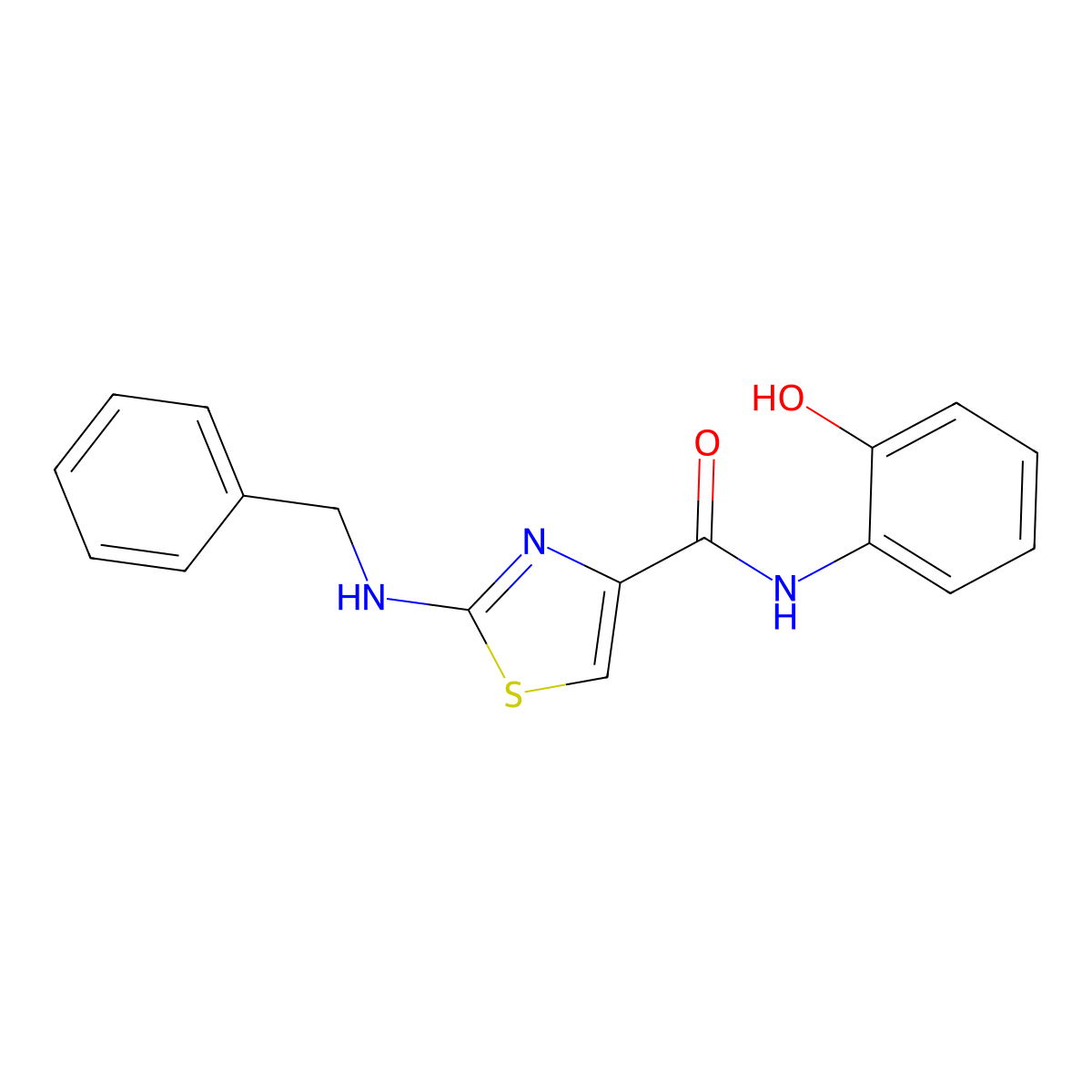 2-(benzylamino)-N-(2-hydroxyphenyl)-1,3-thiazole-4-carboxamide molecular structure, CAS 1224164-72-0