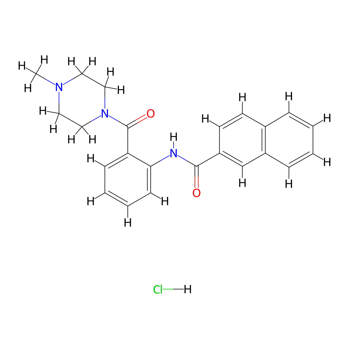 N-(2-(4-methylpiperazine-1-carbonyl)phenyl)-2-naphthamide hydrochloride molecular structure, CAS 1224164-75-3