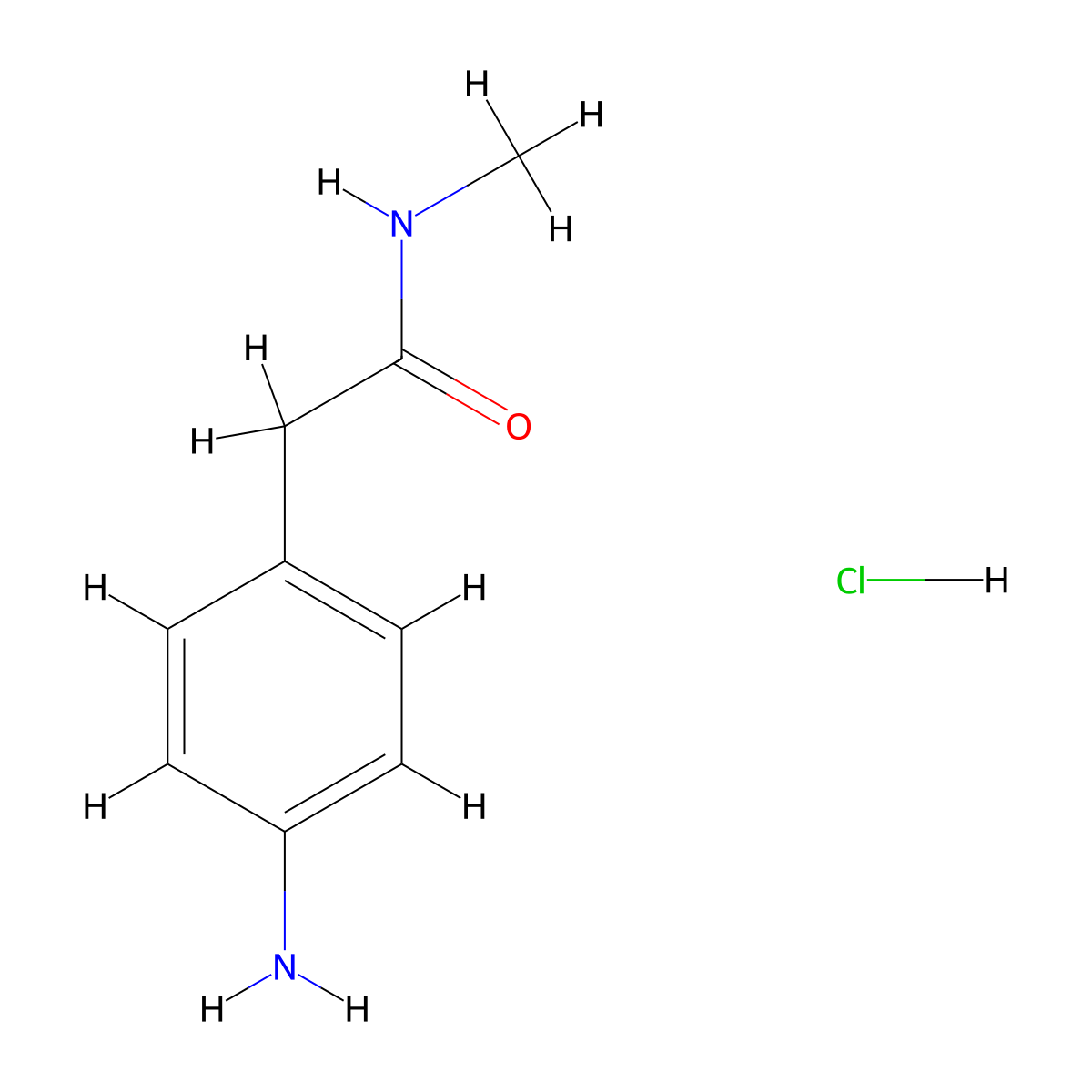 2-(4-aminophenyl)-N-methylacetamide hydrochloride molecular structure, CAS 1224164-81-1