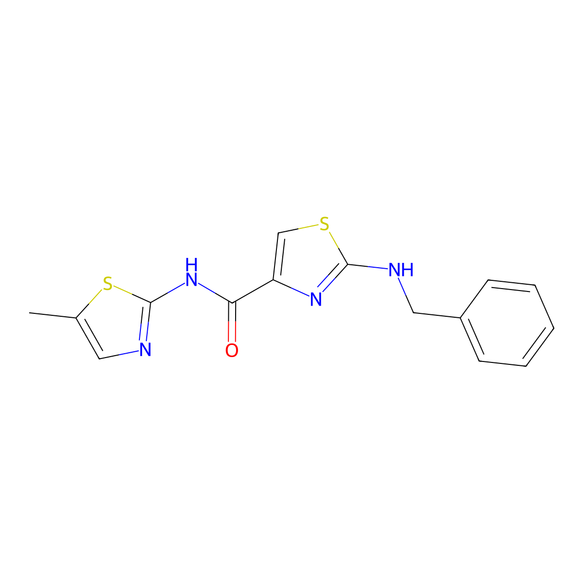 2-(benzylamino)-N-(5-methyl-1,3-thiazol-2-yl)-1,3-thiazole-4-carboxamide molecular structure, CAS 1224164-83-3
