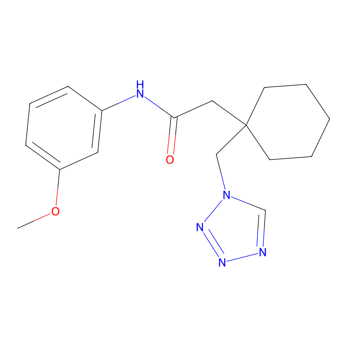 N-(3-methoxyphenyl)-2-[1-(1H-tetrazol-1-ylmethyl)cyclohexyl]acetamide molecular structure, CAS 1224164-84-4